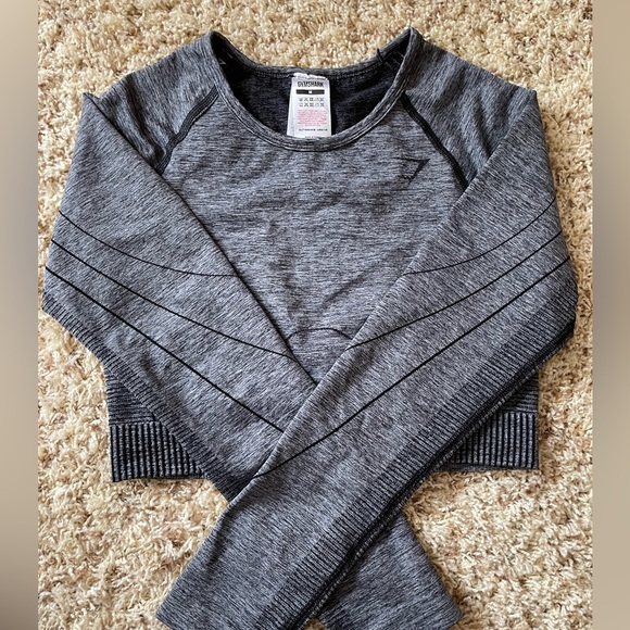 Gymshark Tops - Gym shark size medium crop long sleeve seamless stretch top
